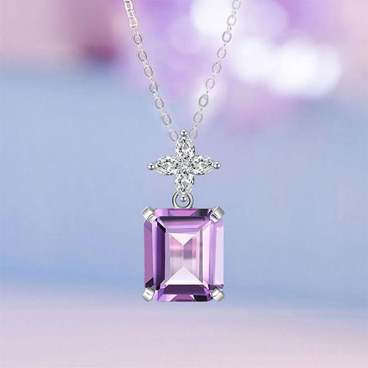 【紫水晶项链/耳钉】S925银轻奢吊坠饰品送女生节日礼物一物一证JP25009/JE25019-水晶CC 商品图3