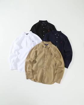 F032051夏日透气凉感亚麻纯色休闲舒适肩线利落翻领衬衫