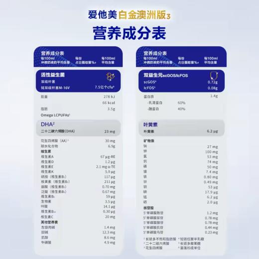 澳洲爱他美白金版1段婴幼儿奶粉 800g 跨境购 商品图1