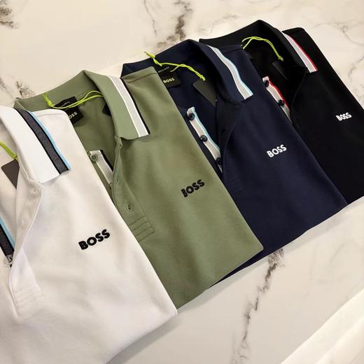 F032080日常通勤刺绣翻领撞色条纹设计提花拼接polo衫 商品图6