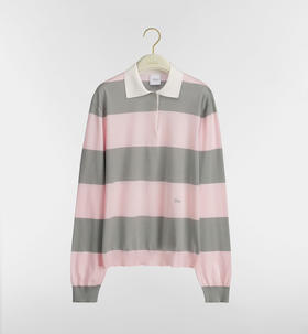 DR-S 粉灰条纹翻领针织衫