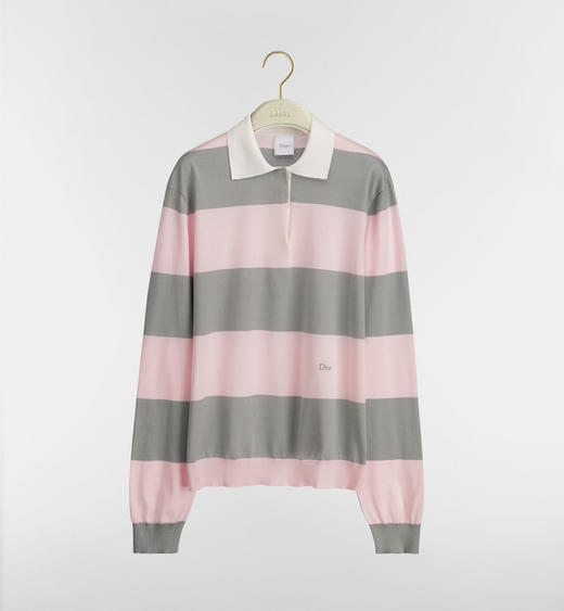 DR-S 粉灰条纹翻领针织衫 商品图0