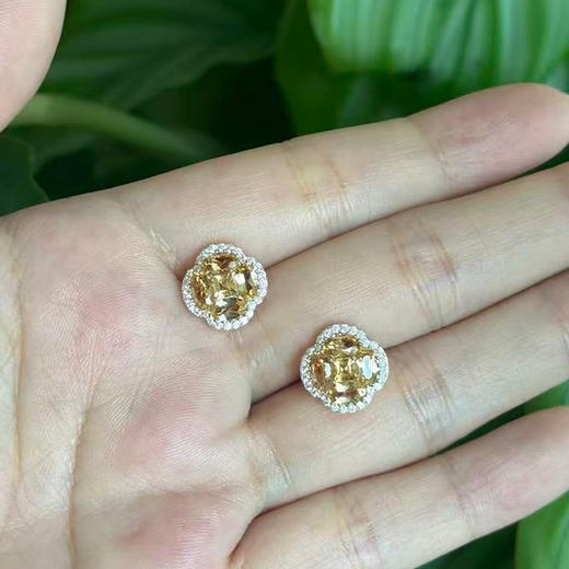 【黄水晶彩色宝石项链/耳钉/戒指】项链女S925银轻奢时尚饰品送女士礼物JP26002/JE26002/JR26002-水晶CC 商品图2