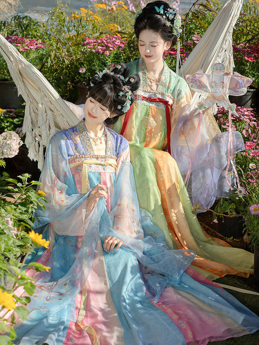 【重回汉唐琉璃碧】原创唐制齐胸衫裙襦裙披帛汉服女款成人姐妹装 商品图3