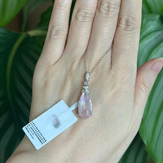 【粉水晶耳钉/项链】S925银时尚芙蓉石简约吊坠饰品送女生节日礼物JE25032/JP25017-水晶CC 商品图1