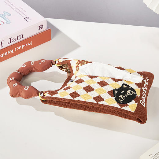大英博物馆 巴斯特系列萌猫条纹车载抽纸巾挂包 商品图2