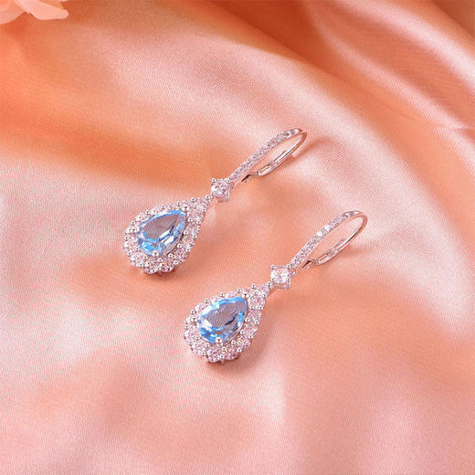 【托帕石彩色宝石耳坠】周六（3.21）中午12点开始 耳钉女S925银饰品送女节日礼物一物一证JE25067-水晶CC 商品图0