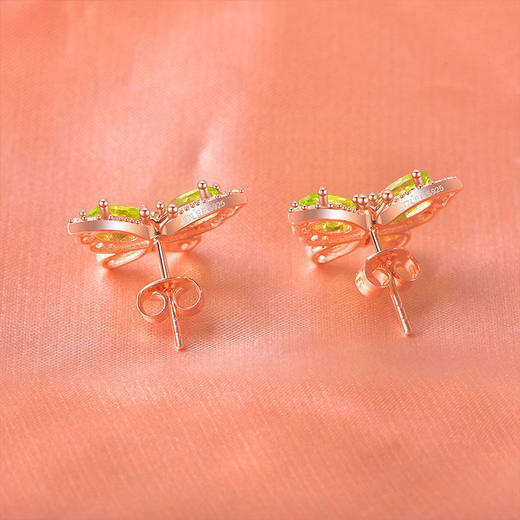 【橄榄石轻奢耳钉】周六（3.21）中午12点开始 S925银时尚蝴蝶彩宝耳饰品送女士节日礼物JE25033-水晶CC 商品图4