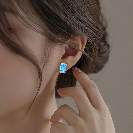 【托帕石轻奢耳钉】周六（3.21）中午12点开始 S925银时尚彩色宝石耳饰品送女士礼物JE25057-水晶CC 商品图2