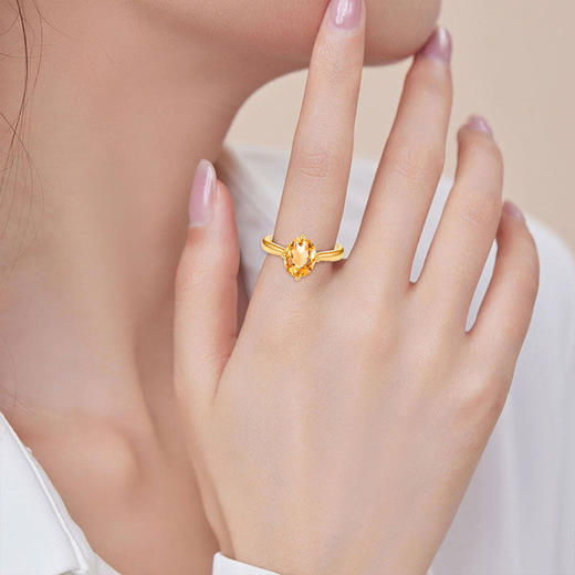 【黄水晶戒指】周六（3.21）中午12点开始 S925银均码时尚简约时尚首饰品送女生节日礼物JR25059-水晶CC 商品图2