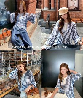 老米优品🎈3-7天！大牌同款！《蚕丝羊毛绑带罗马领条纹衫》薄款针织衫，松弛，复古，高级~  C237831