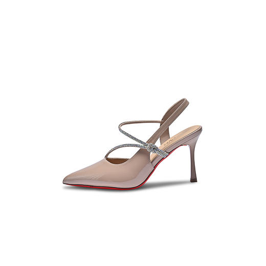 经典鲨2026夏专柜新品气质尖头后空水钻8cm性感时装高跟鞋女KC19-629051 商品图4