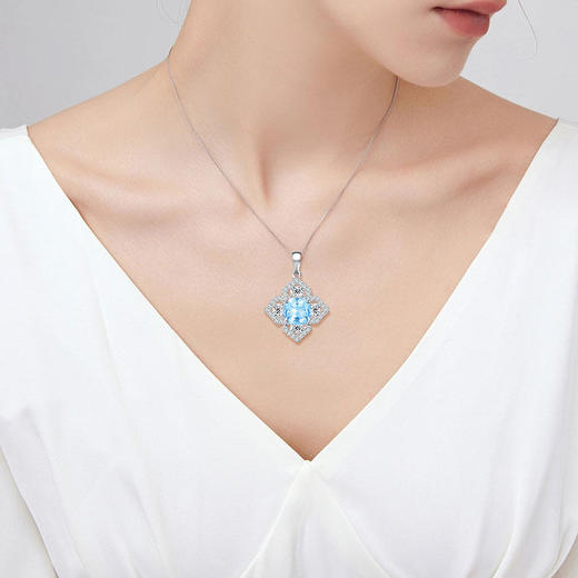【托帕石项链/耳钉】S925银时尚彩色宝石吊坠饰品送女节日礼物JP25038/JE25038-水晶CC 商品图5