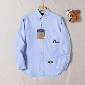 F0320139男士日常通勤胸前双口袋点缀印花刺绣衬衫上衣