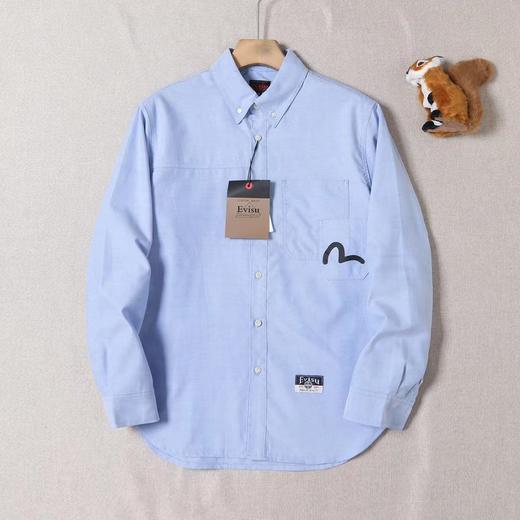 F0320139男士日常通勤胸前双口袋点缀印花刺绣衬衫上衣 商品图0