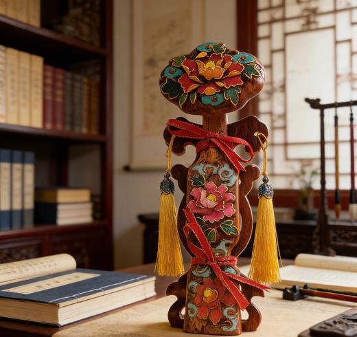 山东非遗景泰蓝桃木摆件中20办公室客厅镇宅摆件乔迁开业送礼 商品图1