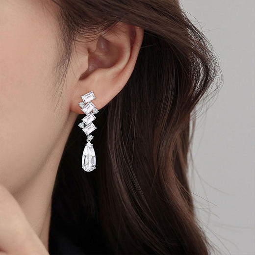 【天然白水晶耳钉】周六（3.21）中午12点开始 S925银彩色宝石耳饰品送女生生日节日礼物JE25061-水晶CC 商品图2