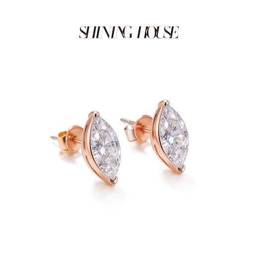Ease·Shining系列 ShiningHouse[培育] 18k金钻石耳饰 圆钻形椭圆形水滴形公主方形心形马眼形人工真钻人造钻石K金耳饰简约钻石耳饰悦己送礼臻选【此商品不支持7天无理由退货退款】 商品图5