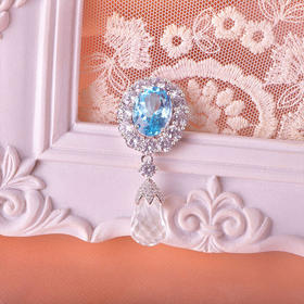 【托帕石胸花胸针】周六（3.21）中午12点开始 S925银彩色宝石水晶首饰品送女生节日礼物JB25011-水晶CC