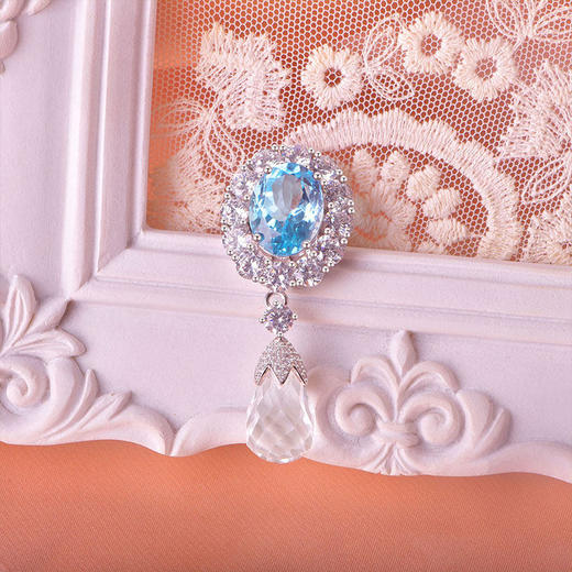 【托帕石胸花胸针】周六（3.21）中午12点开始 S925银彩色宝石水晶首饰品送女生节日礼物JB25011-水晶CC 商品图0