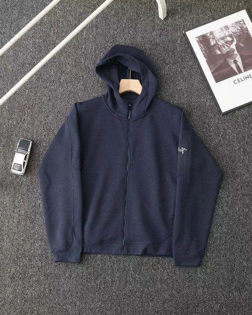 F032060华夫格连帽开衫外套情侣款刺绣logo透气保暖舒适简约夹克 商品图5