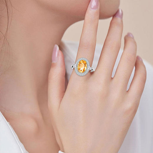 【黄水晶戒指】S925银均码轻奢时尚首饰品送女士节日礼物一物一证JR25011-水晶CC 商品图2