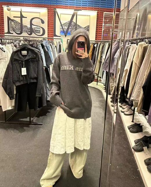 F032044秋冬新款针织提花字母重工破坏下摆连帽假两件毛衣 商品图9