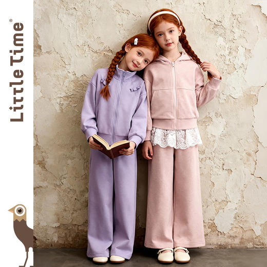 littletime女童套装2026秋冬新款儿童天使翅膀百搭卫衣女宝两件套 商品图0