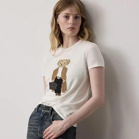 人手福利款   紫标小熊T    埃及长绒棉  小熊刺绣短袖T恤