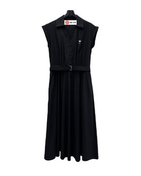 女款V领腰带连衣裙he010