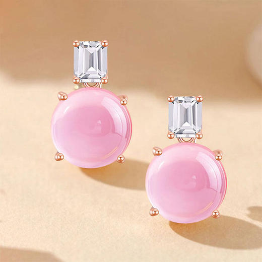 【天然粉水晶芙蓉石耳钉】 S925银饰品送女生节日礼物一物一证JE25023-水晶CC 商品图2