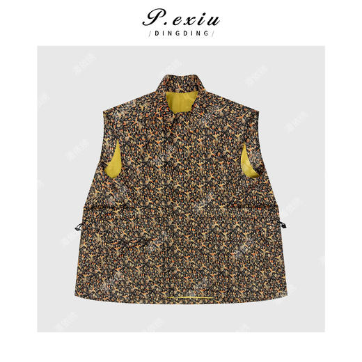 【凤凰于飞】人丝金丝线提花复古国风无袖马甲M9037 商品图1