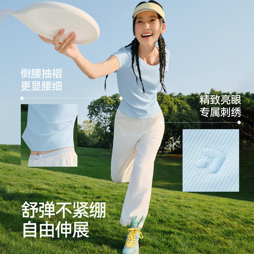 凉感T|森马短袖T恤女夏季短款U领正肩褶皱修身刺绣2026新款针织衫 商品图4