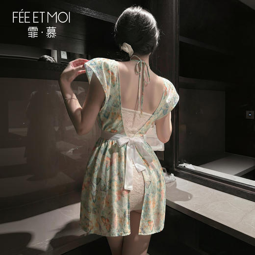 霏慕 欲色娇妻印花挂脖连衣裙ZY169 商品图3
