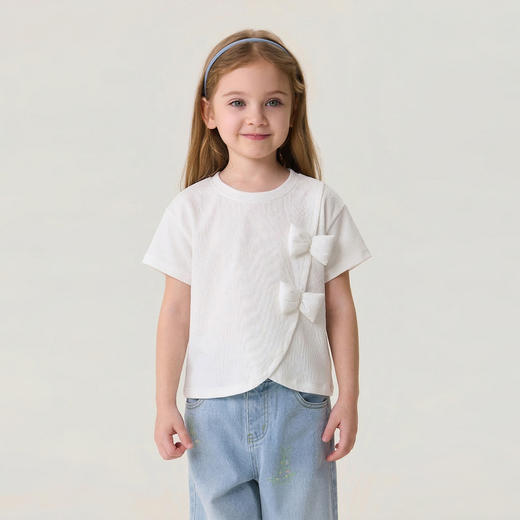 马克珍妮立体蝴蝶结女童凉感透气T2026年夏装新款560830 商品图1