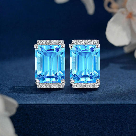 【托帕石轻奢耳钉】周六（3.21）中午12点开始 S925银时尚彩色宝石耳饰品送女士礼物JE25057-水晶CC 商品图0