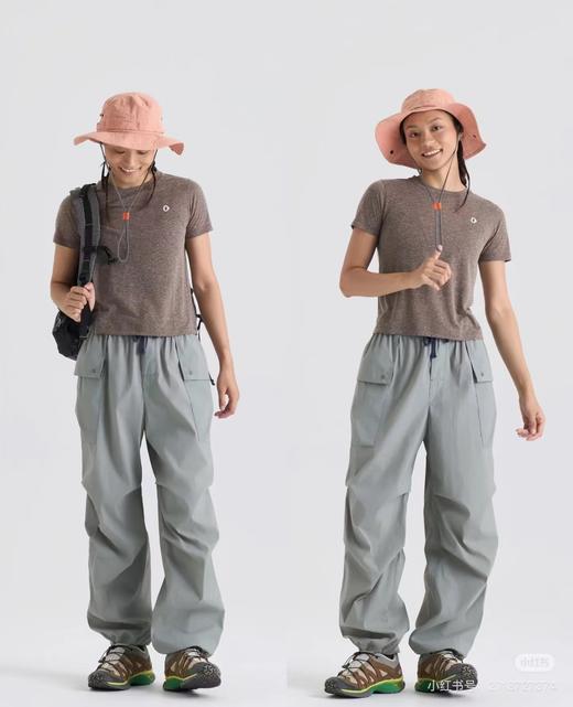 F032036户外休闲运动女孩美式运动裤女生薄尼龙宽松直筒裤 商品图12