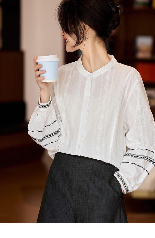 YAW61093灯笼袖衬衫 商品图3