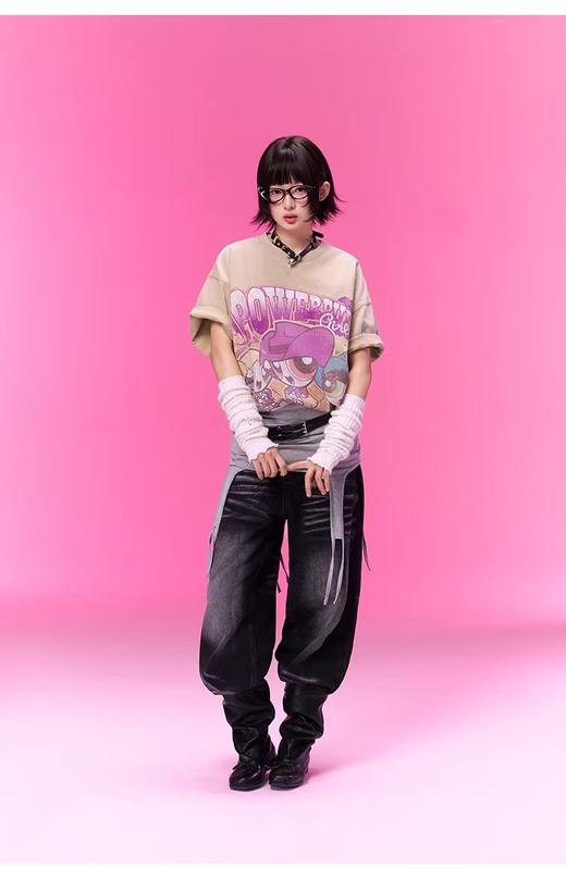 【飞/天小女警联名】高质感复古做旧短袖T恤 商品图5