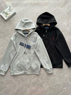 长袖卫衣 开衫 拉链带帽卫衣男女同款字母刺绣经典 春秋季宽松纯色上衣情侣外套