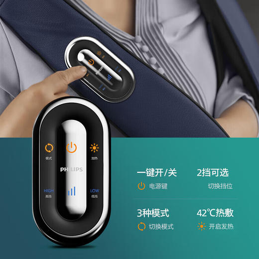 飞利浦（PHILIPS）肩颈按摩仪颈椎腰背颈部披肩膀斜方肌神器礼物 深蓝色PPM5201N 商品图2