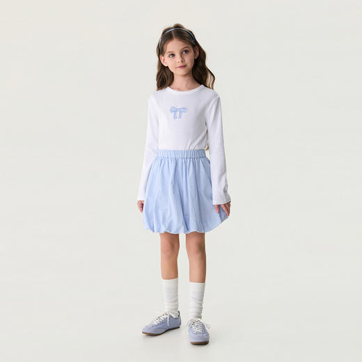 马克珍妮元气花苞女童纯棉格纹半裙2026年夏装新款560625 商品图2