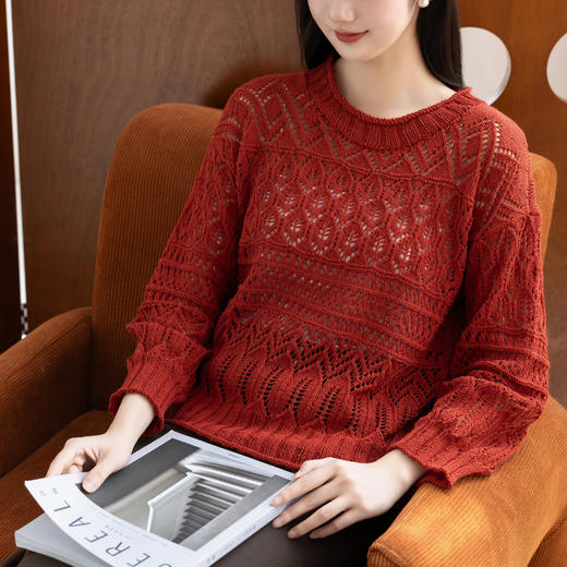 苏苏姐家织荷镂空上衣手工diy编织棒针亚麻蕾丝线毛线自制材料包 商品图2