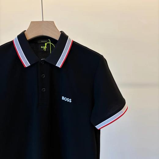 F032080日常通勤刺绣翻领撞色条纹设计提花拼接polo衫 商品图12