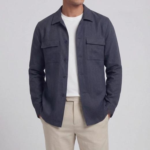 春季新款男士亚麻肯佛博休闲外套 商品图0