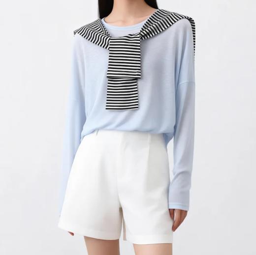 夏天超百搭的打底衫~【天丝雪花打底衫】此链接只是打底衫，不包含披肩。黑白条纹披肩需换购~0405返团 商品图3