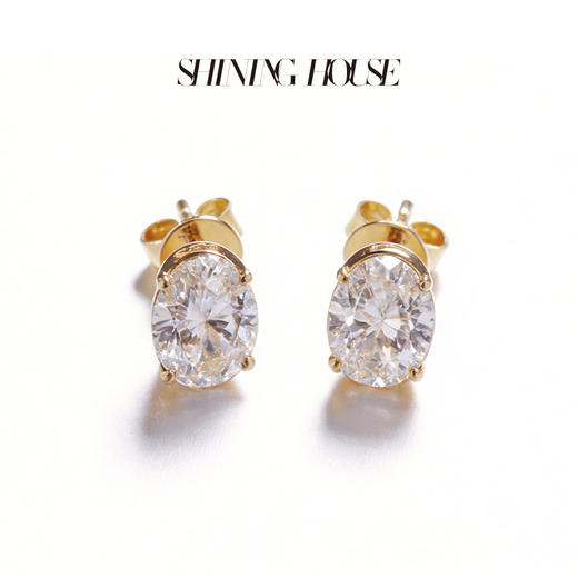 Ease·Shining系列 ShiningHouse[培育] 18k金钻石耳饰 圆钻形椭圆形水滴形公主方形心形马眼形人工真钻人造钻石K金耳饰简约钻石耳饰悦己送礼臻选【此商品不支持7天无理由退货退款】 商品图10
