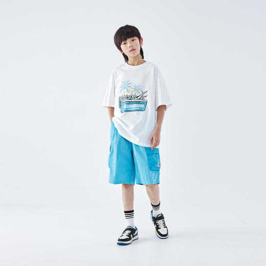 蓝汽水2026夏季新款男童户外轻薄短裤工装口袋度假风防泼水五分裤 商品图1