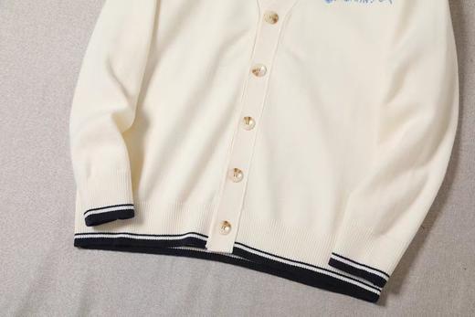 F032061休闲百搭V领排扣下摆条纹设计字母刺绣开衫 商品图8