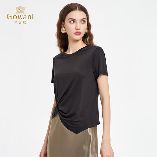 【四色可选】不规则设计感慵懒风亲肤圆领T恤EZ2C131 商品图1